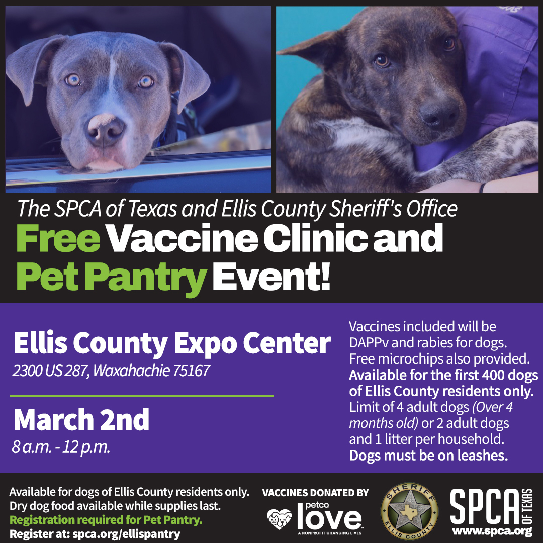 Free Vaccine Clinic and Pet Pantry Event in partnership with Ellis County Sheriff's Office